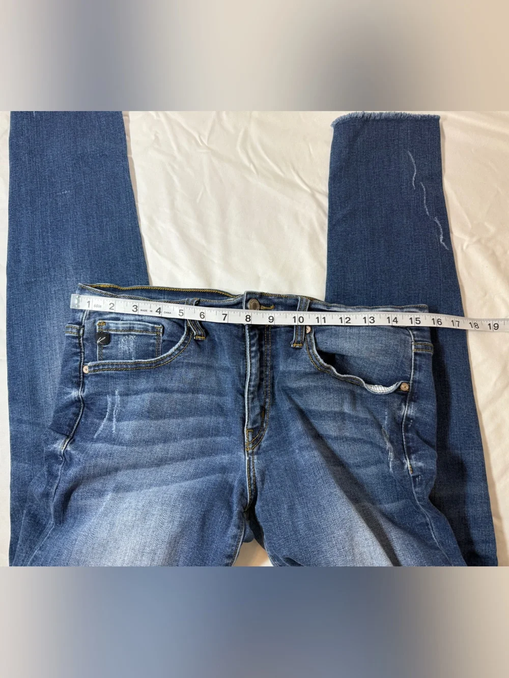 KanCan Dark Blue Frayed Hem Skinny Jeans